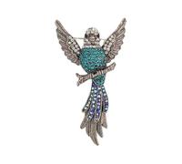 Vintage Hawks Brooch With Sparkling Multicolor Crystals Retro Cartoon Design Sturdy Alloy Materials For Coat Jackets Multi Use Vintage Hawks Chest Pin