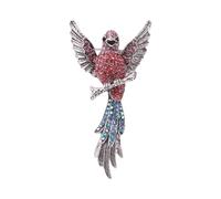 Vintage Hawks Brooch with Sparkling Multicolor Crystals Retro Cartoon Design Sturdy Alloy Materials for Coat Jackets Retro Hawks Statement Brooch