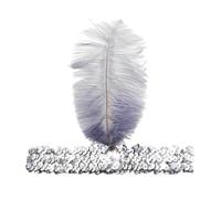 Vintage Headband Headdress Crystal Tassel Headpiece for Women Girls Feather Headpiece Flapper Carnival Costume 1920’s Cocktail Party Head Accessories Fancy Dress Headwear Headress Flowers (One Size)