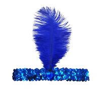 Vintage Headband Headdress Crystal Tassel Headpiece for Women Girls Feather Headpiece Flapper Carnival Costume 1920’s Cocktail Party Head Accessories Fancy Dress Headwear Headress (Blue, One Size)