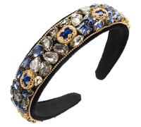 Vintage Headband Women'S Glass Diamond Super Flash Temperament Full Diamond Hair Accessory Headband Women, Blue