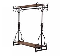 Vintage Heavy Duty Clothes Rack, Floor-standing Dual-bar Garment Display Stand with Top and Bottom Shelves, Home Clothes Hanger/Shoe/Bag Organizers, Standing Display Rack for Retail Stores ( Color : S