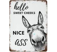 Vintage Hello Sweet Cheeks Nice Ass Donkey Aluminium Metal Tin Sign 12x16 Inch Home Poster Bar Pub Decor