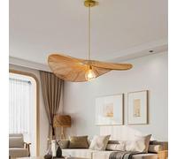 Vintage Hemp Rope Pendant Light Retro Hand Woven Lampshade Adjustable Ceiling Chandelier for Cafe Bar Teahouse Dining Room & Bedroom E27 80cm Natural Lighting Fixture