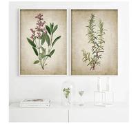 Vintage Herb Art Canvas Poster and Prints, Oregano Rosemary Sage Thyme Canvas Painting Retro Pictures Home Wall Decor 19.6”x 27.5”(50x70cm) x2 No frame