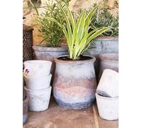 Vintage Herb Pot, Large Plant Pot, Terracotta Succulent Planter, Rustic Flower Garden Pot, Aged Grey Stone Weathered Cactus Bulb Pot