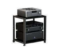 Vintage HiFi Rack for Living Room Wooden CD Shelf Audio Component Stand Black & White Home Office Studio Furniture 50x40x49CM
