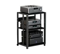 Vintage HiFi Rack for Living Room Wooden CD Shelf Audio Component Storage Black & White Home Office Studio (50x40x69CM) - Elegant Audio Furniture