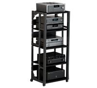 Vintage HiFi Rack - Wooden Audio Component Stand Black & White CD Shelf for Living Room Home Office Studio - 50 * 40 * 109CM Audio Furniture