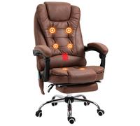 Vintage High Back Heated Massage Office Chair w/ 6 Vibration Points, Brown
