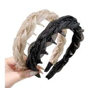 Vintage High Cranium Artificial Pearl Hairband, 2025 New Teeth Ring Artificial Pearl Hairband, Women's Headband for Women and Girls, Fashion Hair Accessory Gift (Scarf Black+Scarf White, One Size)