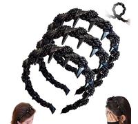 Vintage High Cranium Artificial Pearl Hairband, 2025 Plastic Wavy Hair Band with Teeth, Reversible Zig Zag Headband, Comfortable Elegant Headbands, Double-Sided Design for Women& Girls (3PCS, Black)