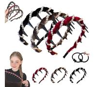 Vintage High Cranium Artificial Pearl Hairband, 2025 Upgraded Elegant Beaded Headband for Women and Girls, Fashion Wide Beaded Bling Head Band, Hairs Bands with Teeth Hoop (3Pcs Mix)