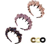Vintage High Cranium Artificial Pearl Hairband, 3pcs Hairbands for Women's Hair, Hairs Bands with Teeth Hoop, Bridal Hair Hoop Rhinestones Hairs Accessories (F)
