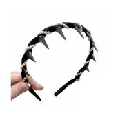 Vintage High Cranium Artificial Pearl Hairband, Artificial Pearl Headbands with Teeth Hoop, Hair Bands For Women's Hair(Black)