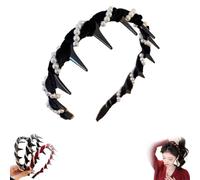 Vintage High Cranium Artificial Pearl Hairband, Elegant Bling Headbands for Women's, Non Slip Fashion High Cranium Hair Bands for Girls Curly Short Hair, Cool Gifts for Women