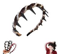Vintage High Cranium Artificial Pearl Hairband, Elegant Bling Headbands for Women's, Non Slip Fashion High Cranium Hair Bands for Girls Curly Short Hair, Cool Gifts for Women