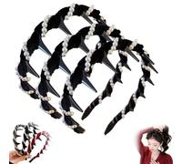 Vintage High Cranium Artificial Pearl Hairband, Elegant Bling Headbands for Women's, Non Slip Fashion High Cranium Hair Bands for Girls Curly Short Hair, Cool Gifts for Women