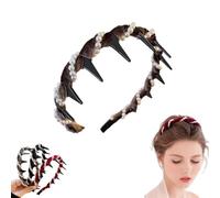 Vintage High Cranium Artificial Pearl Hairband,Elegant Non-Slip Bridal Hair Hoop with Comb Teeth,White Faux Pearls Headband,Stylish Bling Hair Hoop for Wedding,Party Or Daily Wear (Brown, One Size)