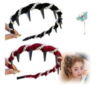 Vintage High Cranium Artificial Pearl Hairband, Elegant Pearl Headbands, Comfortable Bridal Hair Hoop Rhinestones Hair Accessories for Wedding Party (Mixed-B, One Size)