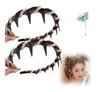 Vintage High Cranium Artificial Pearl Hairband, Elegant Pearl Headbands, Comfortable Bridal Hair Hoop Rhinestones Hair Accessories for Wedding Party (Brown*2, One Size)