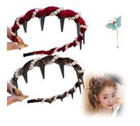 Vintage High Cranium Artificial Pearl Hairband, Elegant Pearl Headbands, Comfortable Bridal Hair Hoop Rhinestones Hair Accessories for Wedding Party (Mixed-C, One Size)