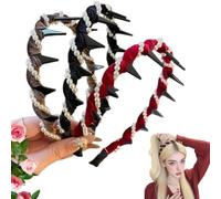 Vintage High Cranium Artificial Pearl Hairband Elegant Pearl Headbands for Women Fashion Wide Beaded Bling Head Band Party Wedding Home Hairband (Red+Black+Brown, 1)