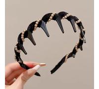 Vintage High Cranium Artificial Pearl Hairband,Elegant Pearl Headbands for Women,Non-Slip Wide Hair Hoop with Rhinestones,Dual-Sided Design for Wedding,Party,and Everyday Wear (D, ONE SIZE)