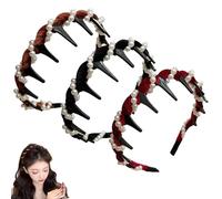 Vintage High Cranium Artificial Pearl Hairband, Elegant Pearl Headbands for Women with Anti-Slip Teeth, Fashion Braided Hair Hoop for Bridal and Daily Wear