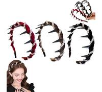 Vintage High Cranium Artificial Pearl Hairband,Headband Hair Bands for Women,BridalHair Hoop Rhinestones Hair Accessories,Versatile Wave Headbands for Women's (3 Pcs)