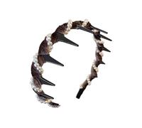 Vintage High Cranium Artificial Pearl Hairband,Slip Decorative Hair Bands Fashion Hair Accessories,Gift for Women Girls (A)