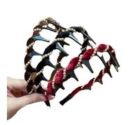 Vintage High Cranium Artificial Pearl Hairband - Sparkling Diamond Wave Hair Bands for 1 Second Fluffy High Cranial Top - Raise the Hairline, pearl hair accessories Create a Face-Shaping Effect