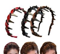 Vintage High Cranium Artificial Pearl Hairband - Sparkling Diamond Wave Hair Bands for 1 Second Fluffy High Cranial Top - Raise the Hairline, Create a Face-Shaping Effect (3PC, Standard)