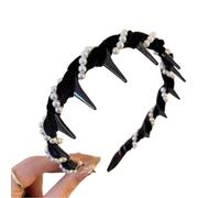 Vintage High Cranium Artificial Pearl Hairband - Sparkling Diamond Wave Hair Bands for 1 Second Fluffy High Cranial Top - Raise the Hairline, pearl hair accessories Create a Face-Shaping Effect