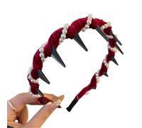 Vintage High Cranium Artificial Pearl Hairband - Sparkling Diamond Wave Hair Bands for 1 Second Fluffy High Cranial Top - Raise the Hairline, pearl hair accessories Create a Face-Shaping Effect