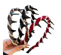 Vintage High Cranium Artificial Pearl Hairband, Teeth Comb Headbands for Women, Fashion Wide Beaded Bling Head Band for Girls, Elegant Knotted Headbands with Teeth (A Style)