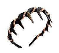 Vintage High Cranium Artificial Pearl Headband for Women's Hair, Bridal Hair Hoops Rhinestones Hair Accessories, Hairs Bands with Teeth Hoop (A, W)