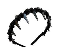 Vintage High Cranium Artificial Pearl Headband for Women's Hair, Bridal Hair Hoops Rhinestones Hair Accessories, Hairs Bands with Teeth Hoop (B, W)