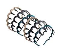 Vintage High Cranium Headband, 2 Pack Soft Non-Slip Headband with Teeth, 3 Stylish Headbands for Women, Reversible Headbands for Daily Wear Girls Travel Home Work Ladies Beach