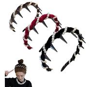 Vintage High Cranium Pearl Hairband, Anti-Slip Design with Teeth, Face-Slimming Hair Accessory for Women, Dual-Wear Style for Weddings and Daily Wear (A, 3PC)