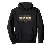 Vintage Highland Park, Michigan Repeating Text Pullover Hoodie