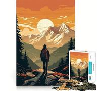Vintage Hiking Mountain Adults 1000 Piece Jigsaw Puzzle Memory Fun Game Clean Cut Sturdy Components Unique Gift for Stress Relief (50x75cm)