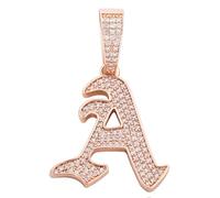 Vintage Hip Hop Necklace Pendant Cubic Zirconia Customizable 26 Uppercase Old English Letter Charm Unisex Jewelry Gift