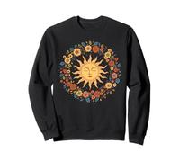 Vintage hippy chick floral sun stars earth moon Sweatshirt