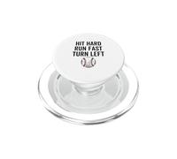 Vintage Hit Hard Run Fast Turn Left Baseball Funny Sport PopSockets PopGrip for MagSafe