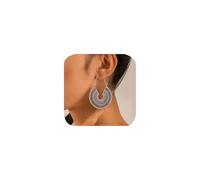 Vintage Hollow Floral Pendant Statement Earring Bohemia Mandala Spiral Earrings Exaggerated Hoop Earrings Large Circular Swirl Earrings Indian Tribal Earrings Jewelry Gifts for Women