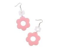 Vintage Hollow Flower Dangle Earrings Cute Colorful 70s 80s Daisy Flower Acrylic Earring Disco Party Jewelry for Women, Metal Resin, resin