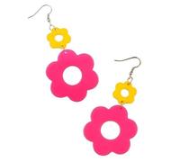 Vintage Hollow Flower Dangle Earrings Cute Colorful 70s 80s Daisy Flower Earring Disco Party Jewelry for Women, Zinc, No Gemstone