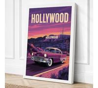 Vintage Hollywood Drive Retro Canvas Wall Art Print 18x12 Inch (46 x 30 cm)