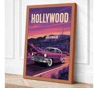 Vintage Hollywood Drive Retro Canvas Wall Art Print 18x12 Inch (46 x 30 cm)